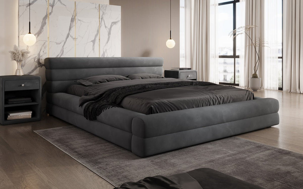 Luxuriöses Velana Samt Polsterbett mit Praktischem Stauraum – Stilvolles Schlafzimmer Design