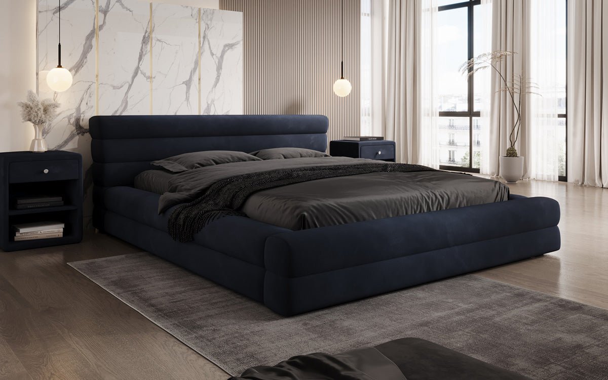 Luxuriöses Velana Samt Polsterbett mit Praktischem Stauraum – Stilvolles Schlafzimmer Design