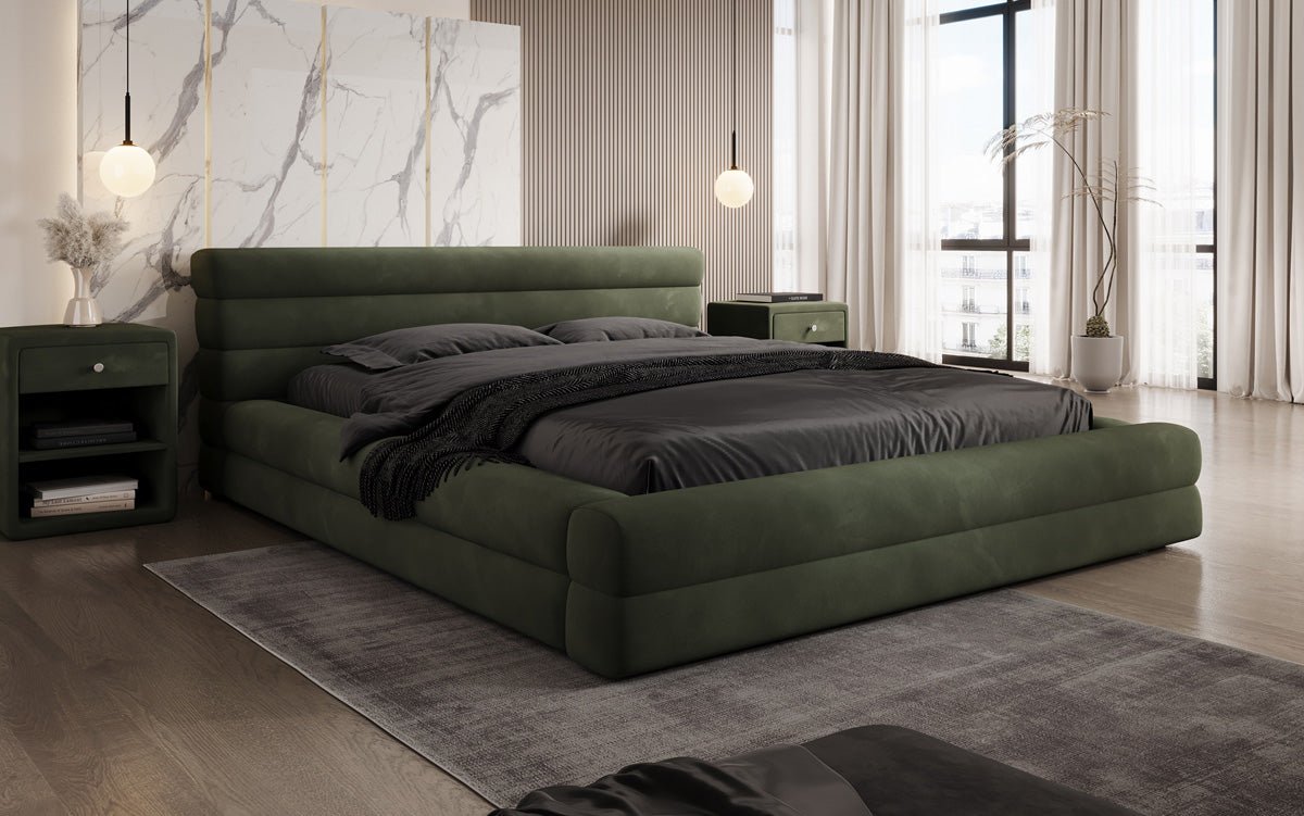 Luxuriöses Velana Samt Polsterbett mit Praktischem Stauraum – Stilvolles Schlafzimmer Design