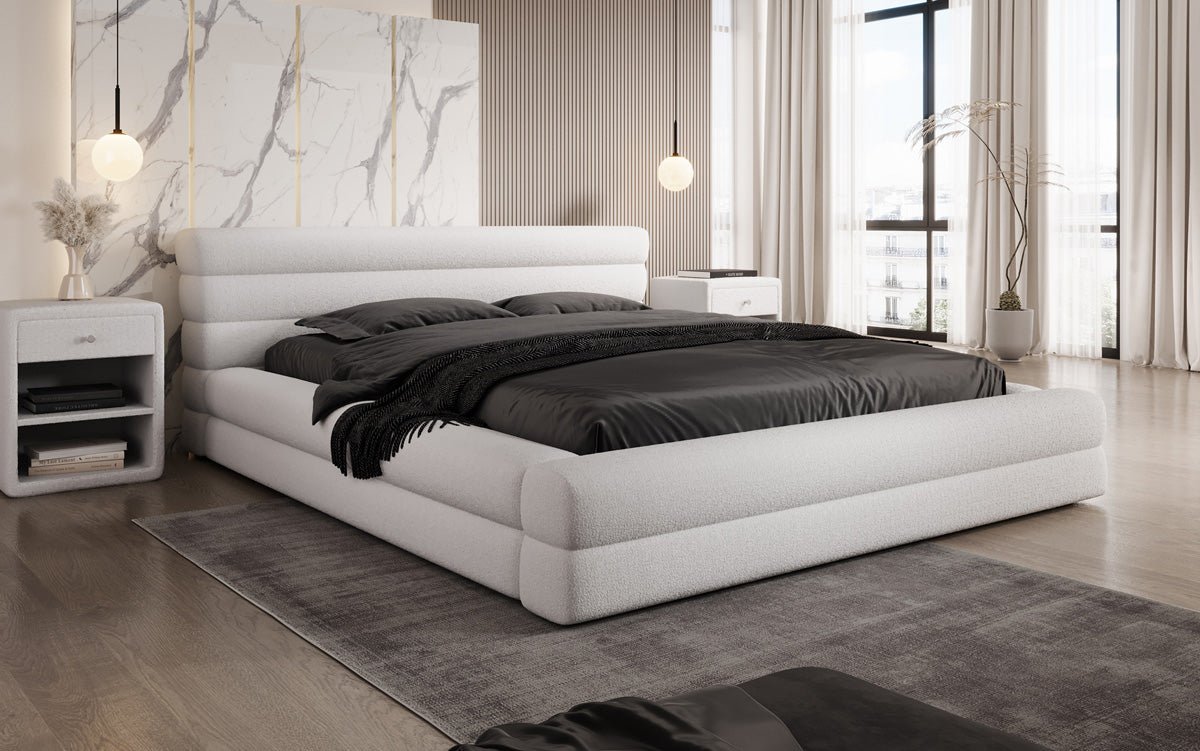 Luxuriöses Velana Bouclé Polsterbett mit Integriertem Stauraum – Modernes Design für Ihr Schlafzimmer