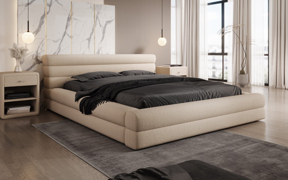 Luxuriöses Velana Bouclé Polsterbett mit Integriertem Stauraum – Modernes Design für Ihr Schlafzimmer