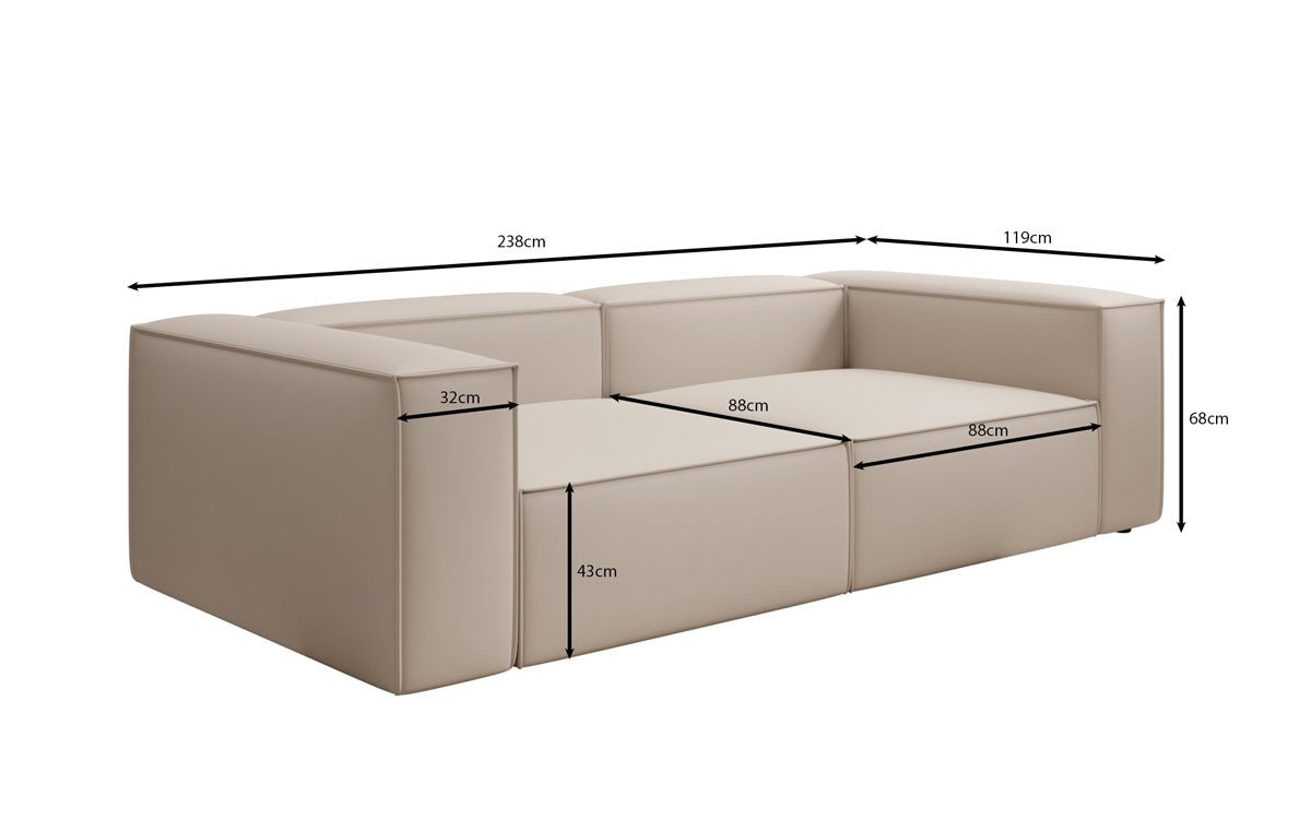 Luxuriöses Designer Sofa Lesley 3-Sitzer: Modern, Komfortabel & Vielseitig in Stoff