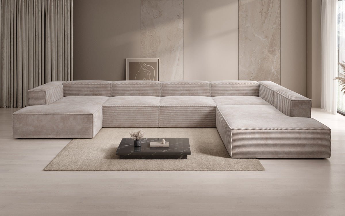 Luxuriöses Lesley U-Form Cordsofa XXL – Modernes Design für Ihr Wohnzimmer