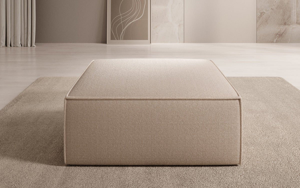 Luxuriöser Lesley Bouclé Beistellhocker: Vielseitiger Pouf für Modernes Wohnen und Entspannung