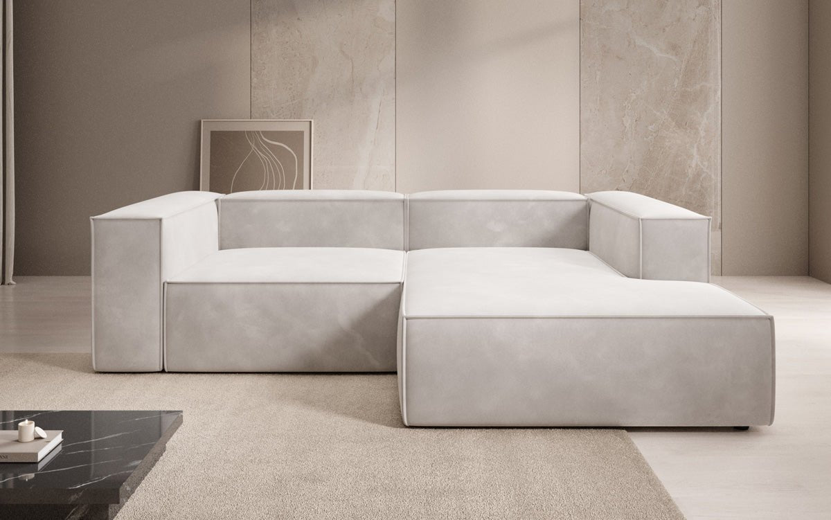 Luxuriöses Ecksofa Lesley Mini Samt: Modernes Design für Ihr Wohnzimmer