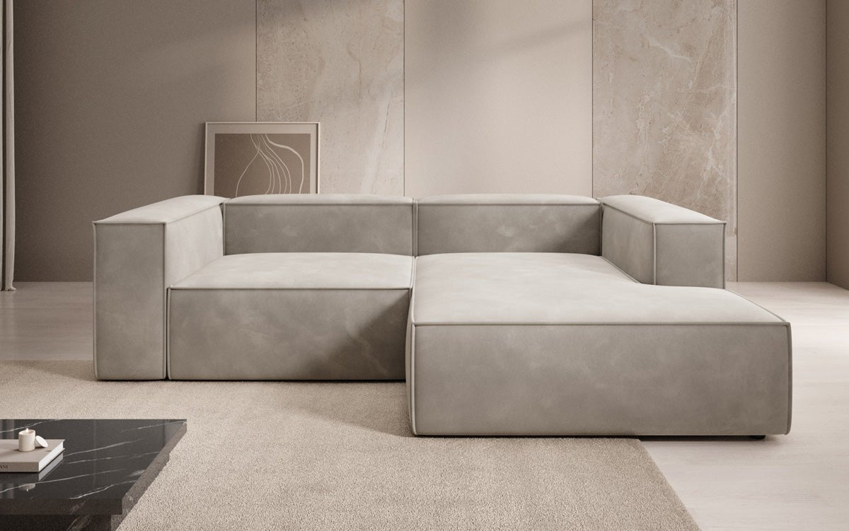 Luxuriöses Ecksofa Lesley Mini Samt: Modernes Design für Ihr Wohnzimmer