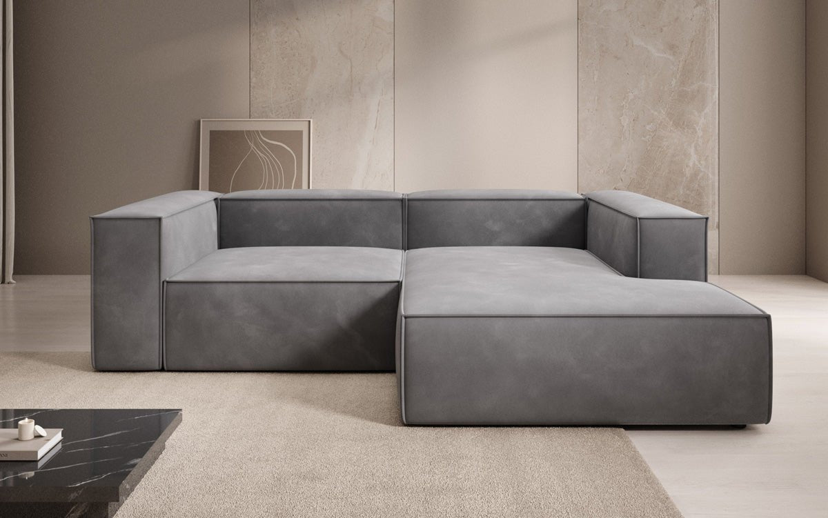 Luxuriöses Ecksofa Lesley Mini Samt: Modernes Design für Ihr Wohnzimmer