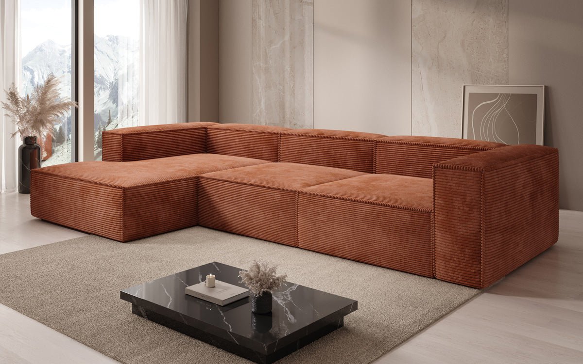 Gemütliches Lesley Cord-Ecksofa: Modernes L-Sofa für Stilvolles Wohnen