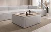 Lesley Bouclé Multifunktions-Hocker: Eleganter Couchtisch mit Verstecktem Stauraum