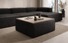 Lesley Bouclé Multifunktions-Hocker: Eleganter Couchtisch mit Verstecktem Stauraum