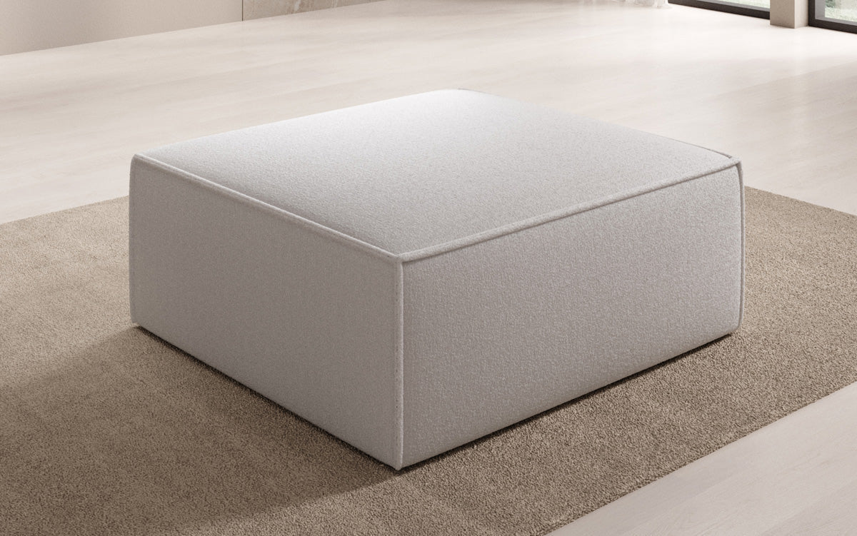 Luxuriöser Lesley Bouclé Beistellhocker: Vielseitiger Pouf für Modernes Wohnen und Entspannung