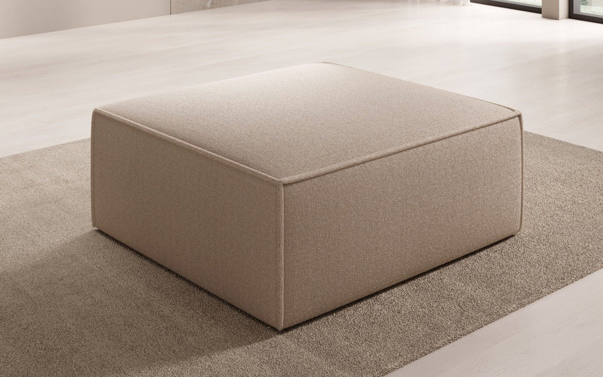 Luxuriöser Lesley Bouclé Beistellhocker: Vielseitiger Pouf für Modernes Wohnen und Entspannung