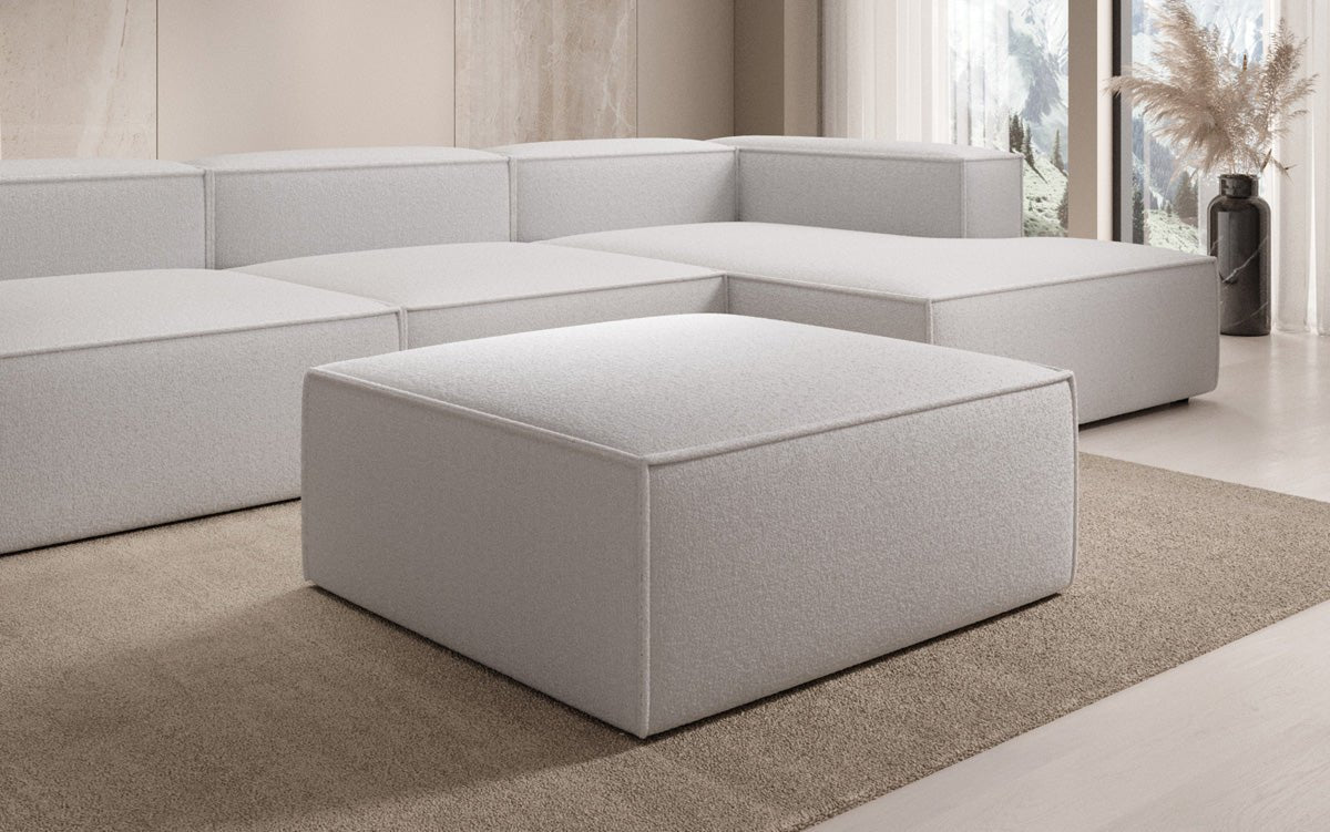 Luxuriöser Lesley Bouclé Beistellhocker: Vielseitiger Pouf für Modernes Wohnen und Entspannung