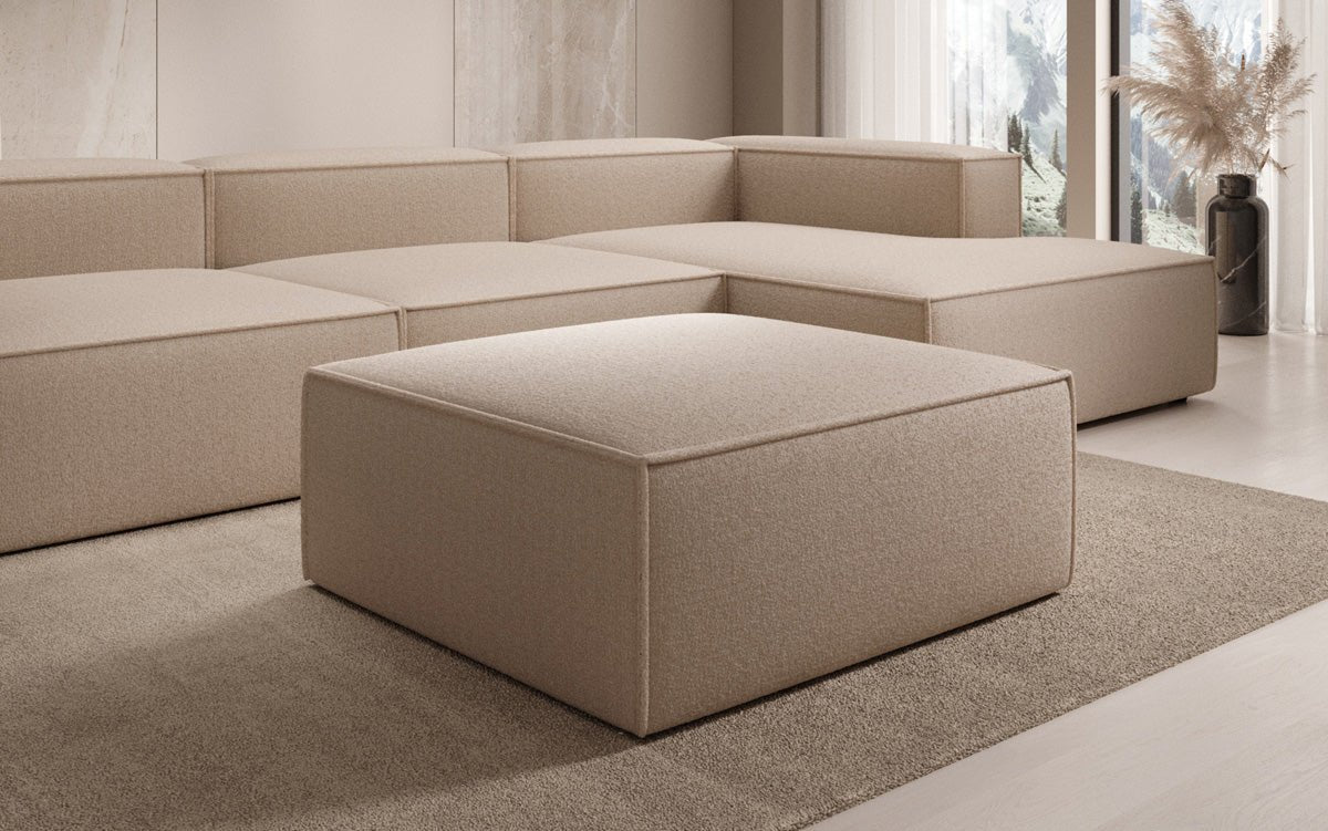 Luxuriöser Lesley Bouclé Beistellhocker: Vielseitiger Pouf für Modernes Wohnen und Entspannung