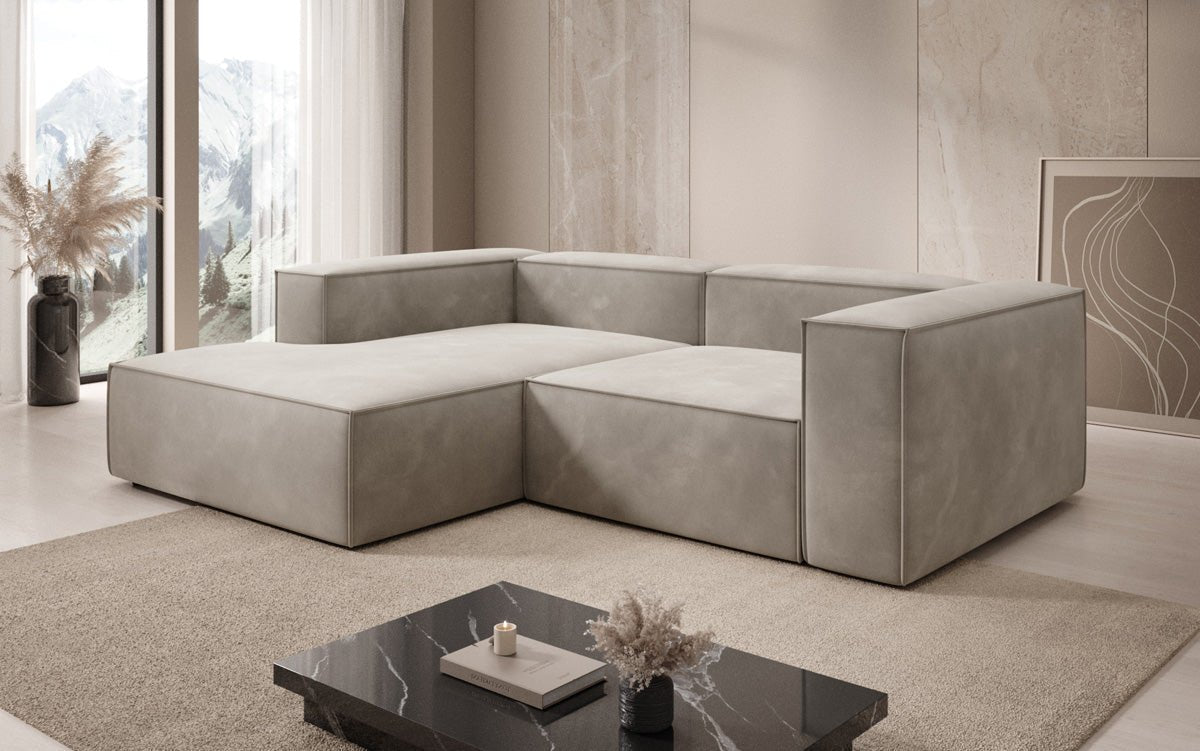 Luxuriöses Ecksofa Lesley Mini Samt: Modernes Design für Ihr Wohnzimmer