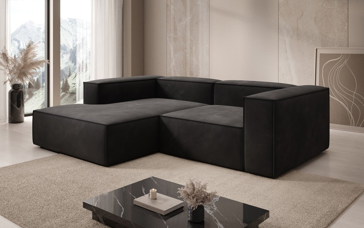 Luxuriöses Ecksofa Lesley Mini Samt: Modernes Design für Ihr Wohnzimmer