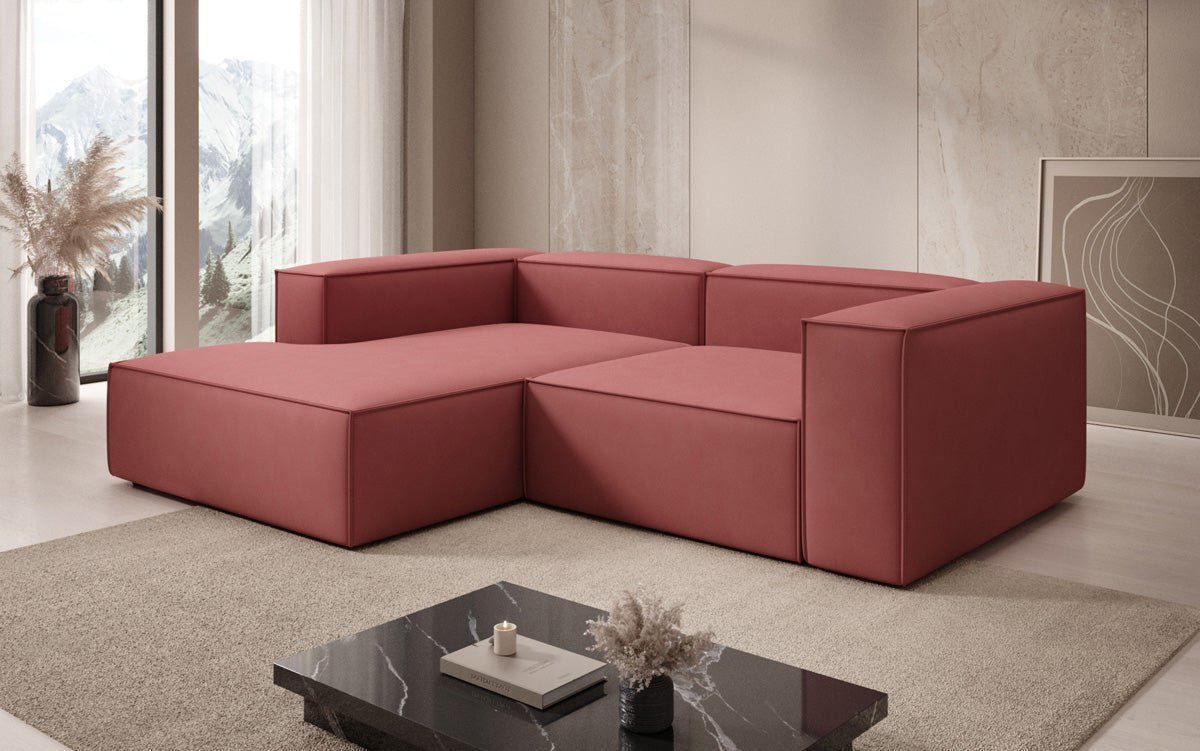 Lesley L Mini Designer Ecksofa aus Stoff – Modern, Gemütlich, Vielseitig