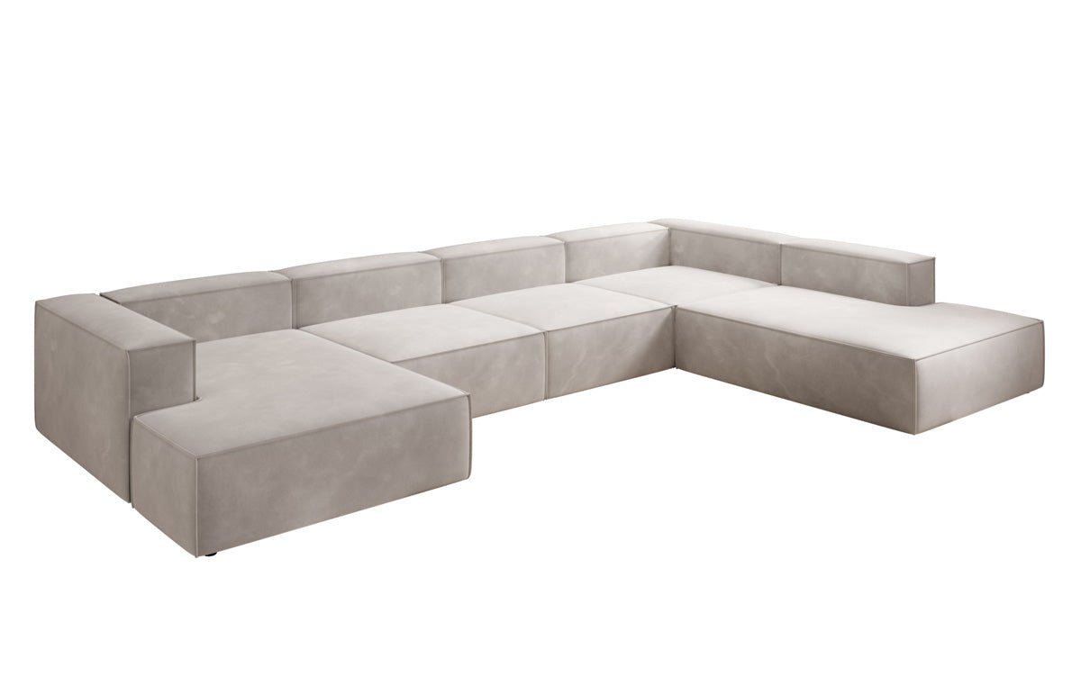 Luxuriöses Designer U-Form Samtsofa Lesley XXL – Elegante, Moderne Wohnzimmer-Couch