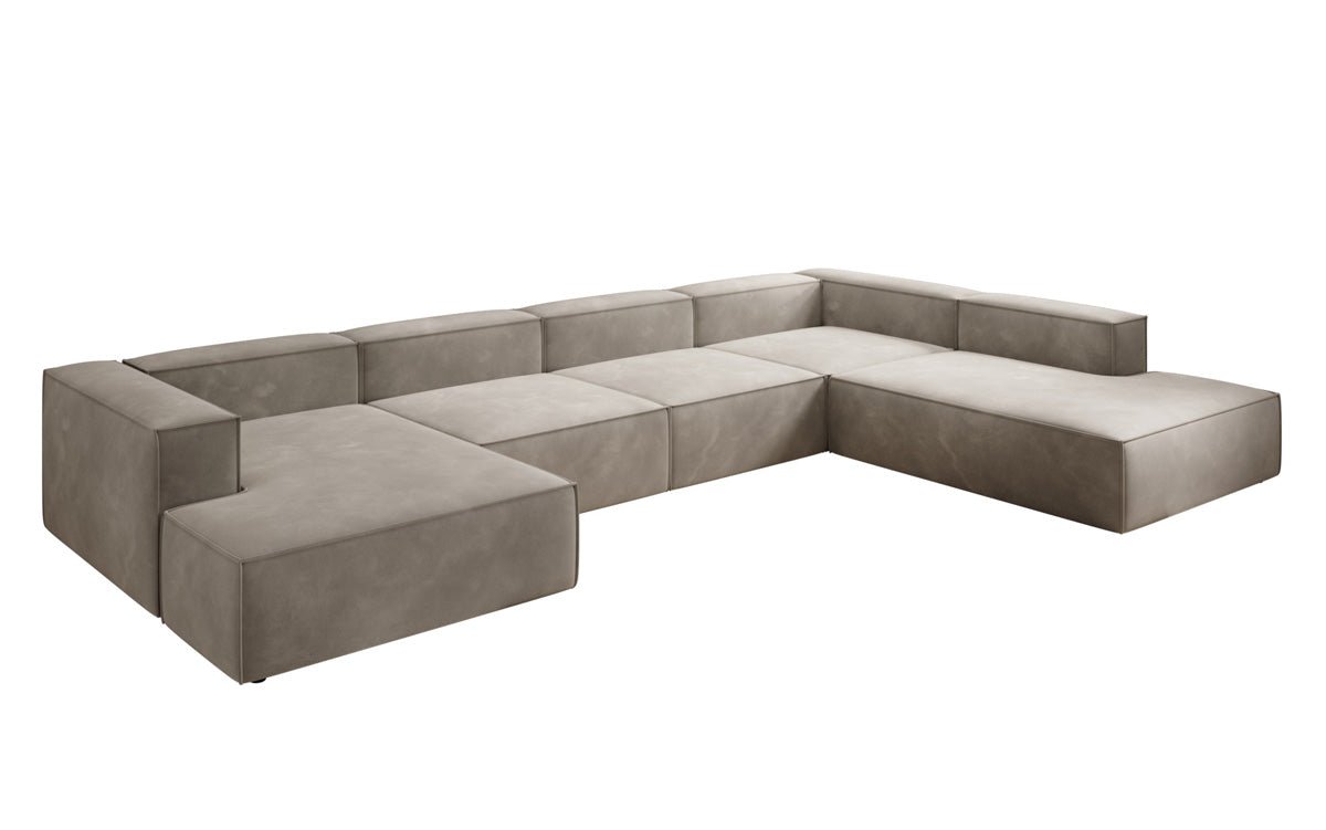 Luxuriöses Designer U-Form Samtsofa Lesley XXL – Elegante, Moderne Wohnzimmer-Couch
