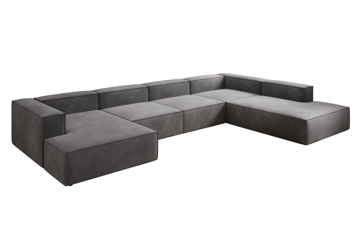 Luxuriöses Designer U-Form Samtsofa Lesley XXL – Elegante, Moderne Wohnzimmer-Couch