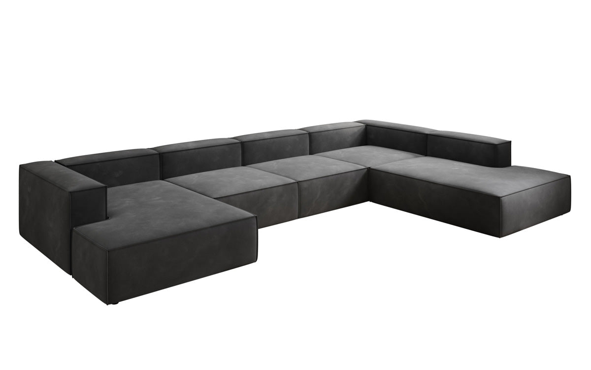 Luxuriöses Designer U-Form Samtsofa Lesley XXL – Elegante, Moderne Wohnzimmer-Couch