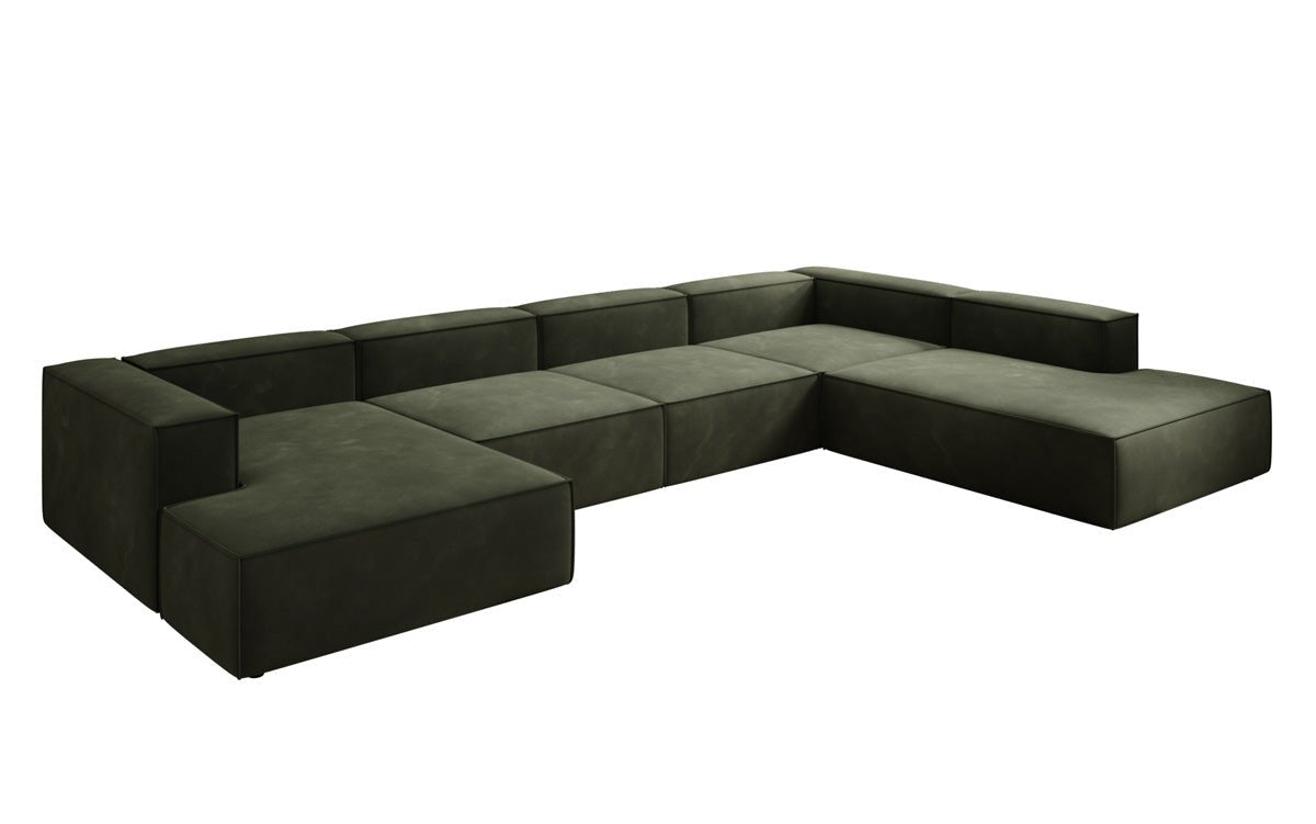 Luxuriöses Designer U-Form Samtsofa Lesley XXL – Elegante, Moderne Wohnzimmer-Couch