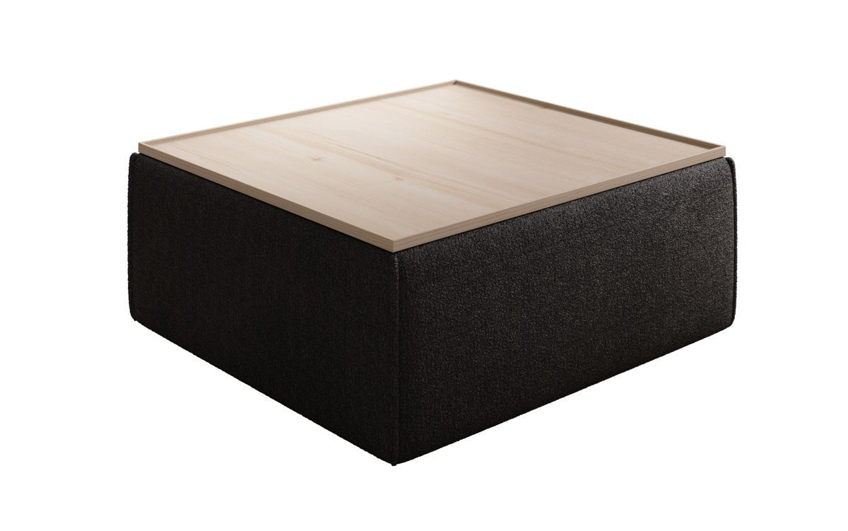 Lesley Bouclé Multifunktions-Hocker: Eleganter Couchtisch mit Verstecktem Stauraum