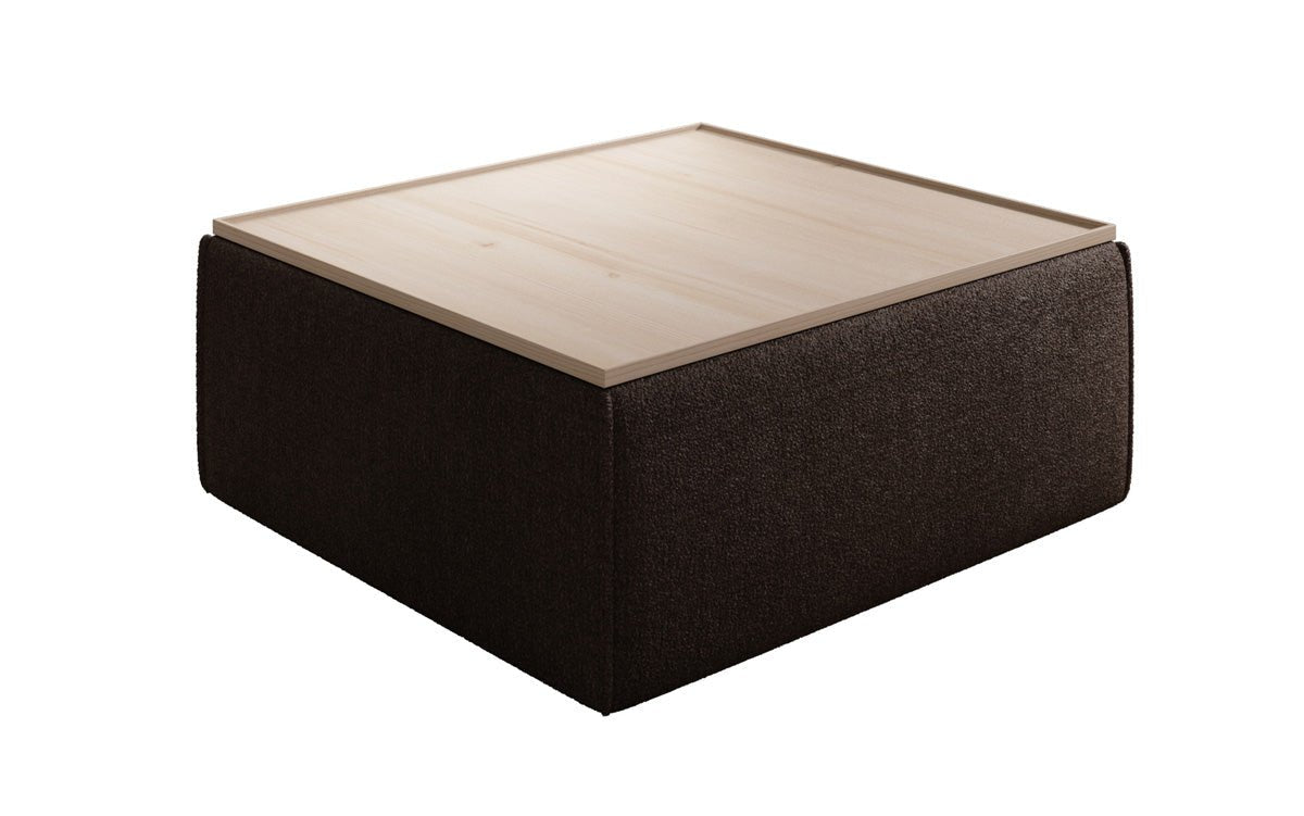 Lesley Bouclé Multifunktions-Hocker: Eleganter Couchtisch mit Verstecktem Stauraum