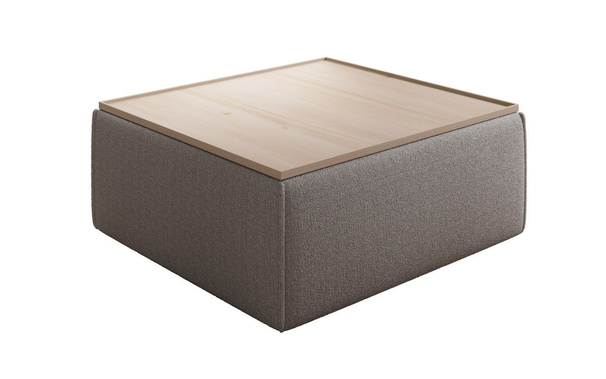 Lesley Bouclé Multifunktions-Hocker: Eleganter Couchtisch mit Verstecktem Stauraum