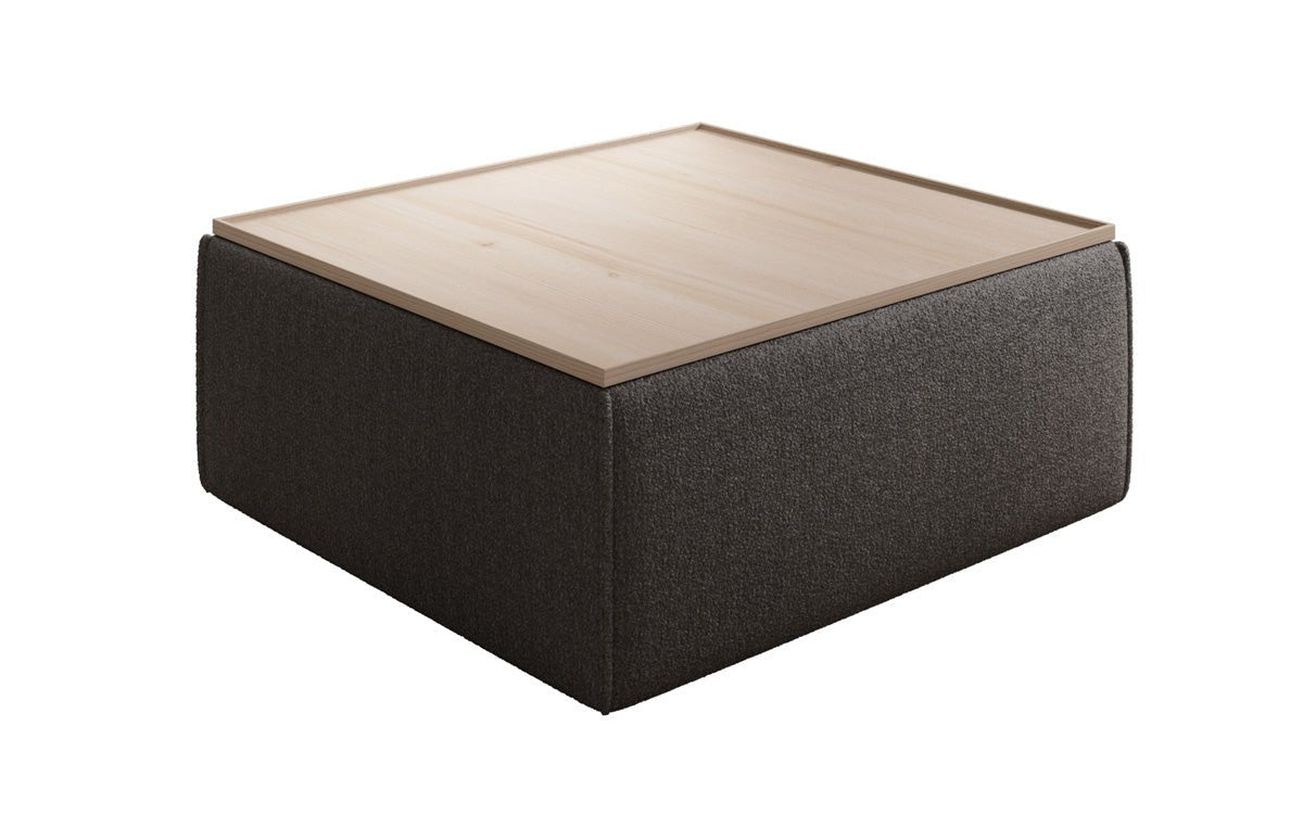 Lesley Bouclé Multifunktions-Hocker: Eleganter Couchtisch mit Verstecktem Stauraum