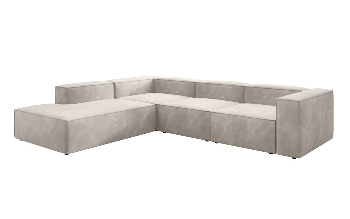 Luxuriöses L-Form Samt-Sofa Lesley mit langer Ottomane, modernes Design