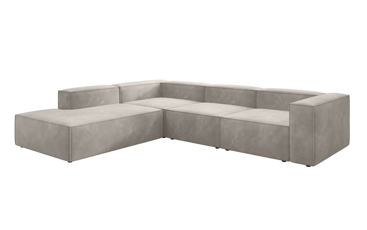 Luxuriöses L-Form Samt-Sofa Lesley mit langer Ottomane, modernes Design