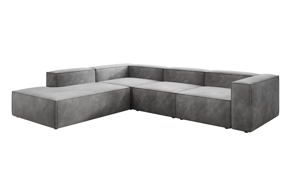 Luxuriöses L-Form Samt-Sofa Lesley mit langer Ottomane, modernes Design