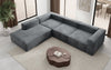Luxuriöses L-Form Samt-Sofa Lesley mit langer Ottomane, modernes Design
