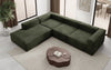 Luxuriöses L-Form Samt-Sofa Lesley mit langer Ottomane, modernes Design