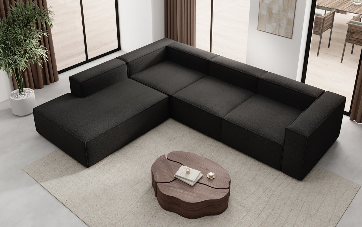 Luxuriöses L-Form Bouclé Designer Sofa Lesley L mit Langer Ottomane