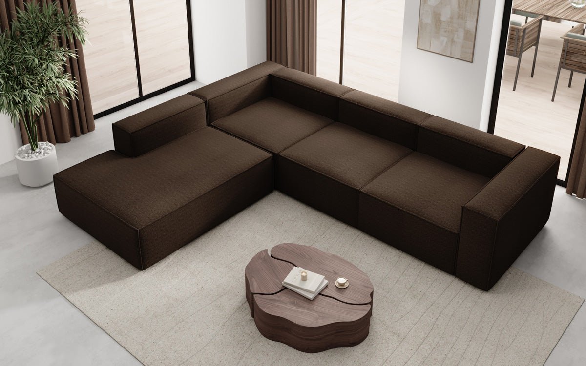 Luxuriöses L-Form Bouclé Designer Sofa Lesley L mit Langer Ottomane