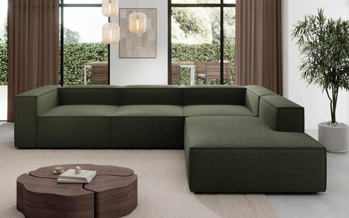 Luxuriöses L-Form Bouclé Designer Sofa Lesley L mit Langer Ottomane
