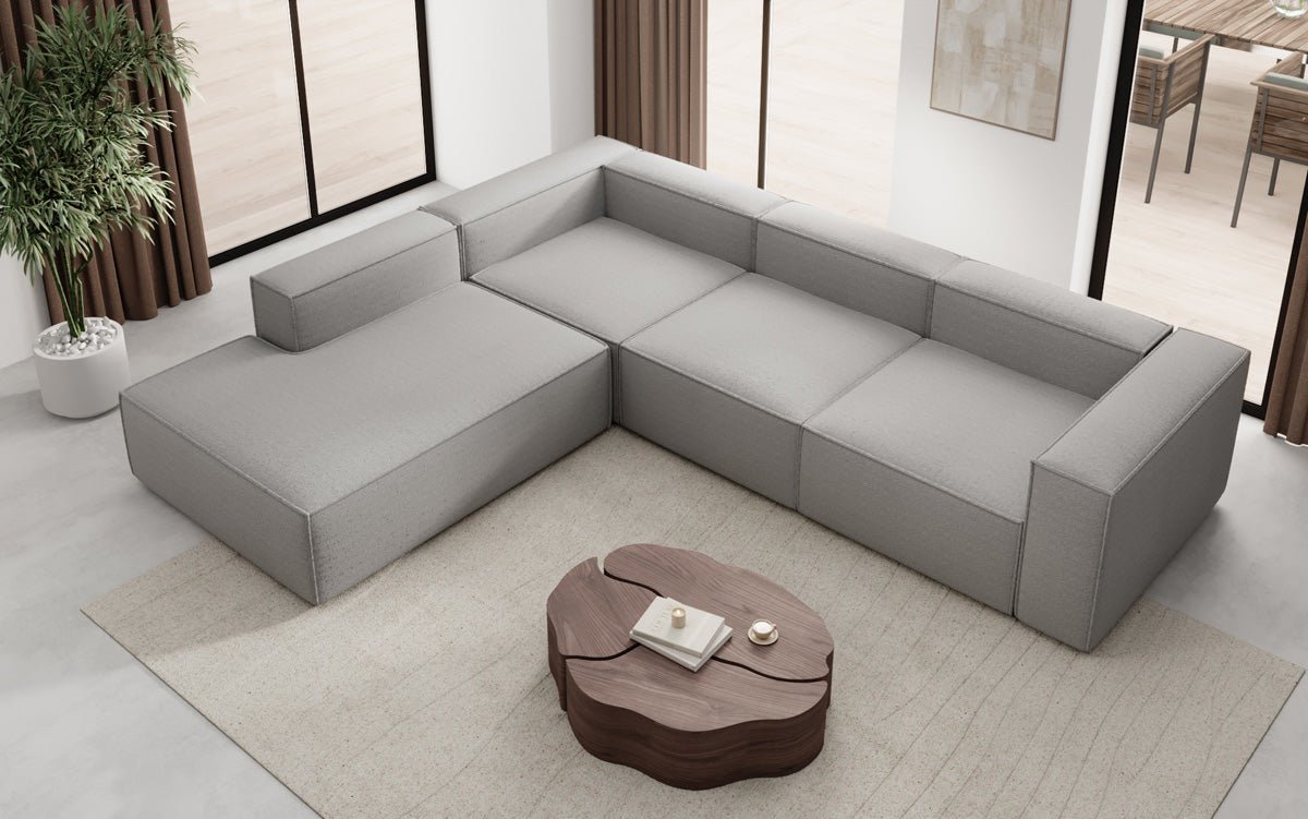 Luxuriöses L-Form Bouclé Designer Sofa Lesley L mit Langer Ottomane