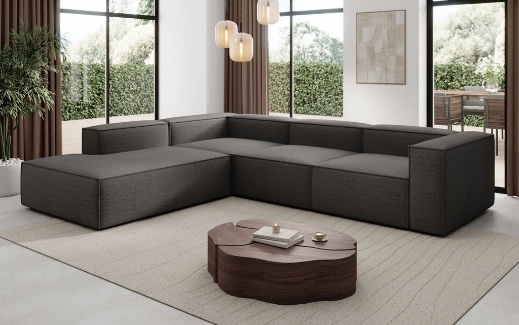 Luxuriöses L-Form Bouclé Designer Sofa Lesley L mit Langer Ottomane