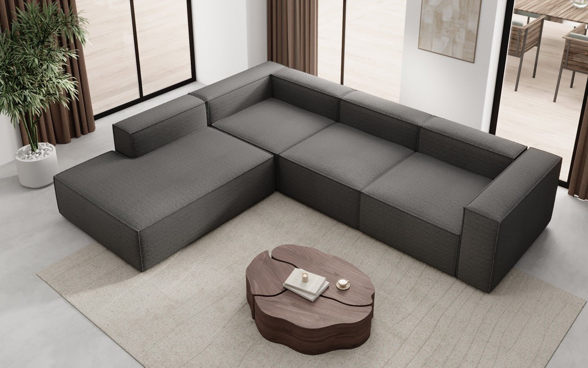 Luxuriöses L-Form Bouclé Designer Sofa Lesley L mit Langer Ottomane