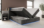 Lade das Bild in den Galerie-Viewer, Luxuriöses Boxspringbett Relax: Komfort, LED-Beleuchtung, Stauraum &amp; USB-Anschluss im Cord-Design
