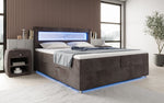 Lade das Bild in den Galerie-Viewer, Luxuriöses Boxspringbett Relax: Komfort, LED-Beleuchtung, Stauraum &amp; USB-Anschluss im Cord-Design

