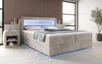 Lade das Bild in den Galerie-Viewer, Luxuriöses Boxspringbett Relax: Komfort, LED-Beleuchtung, Stauraum &amp; USB-Anschluss im Cord-Design
