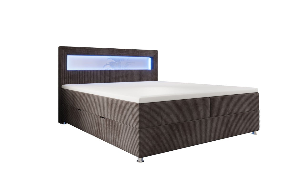Boxspringbett Relax: Modernes Cord-Bett mit LED, Stauraum & USB-C