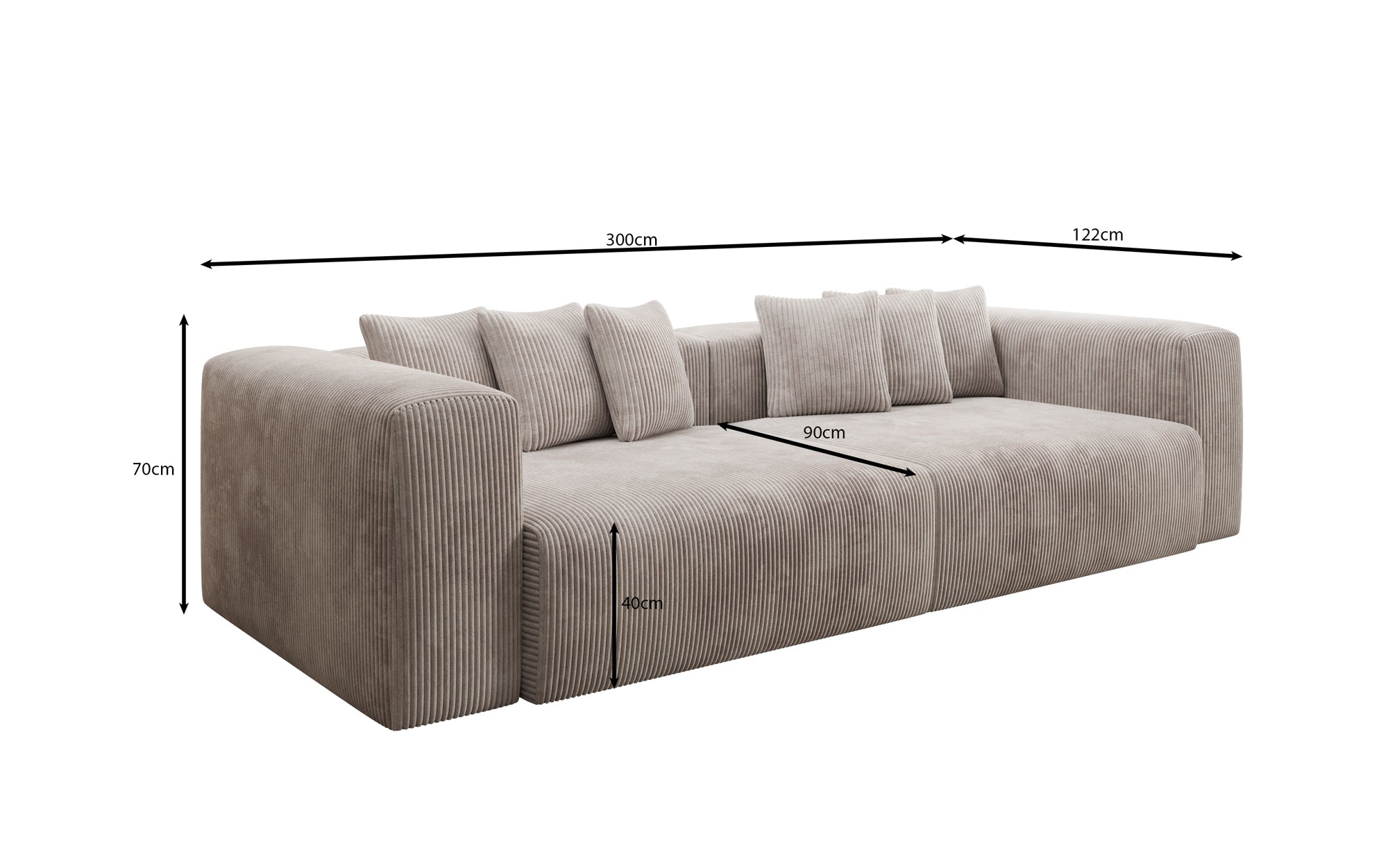 Tully 3-Sitzer Cordsofa: Modernes Design, Luxuriöser Komfort für Ihr Wohnzimmer