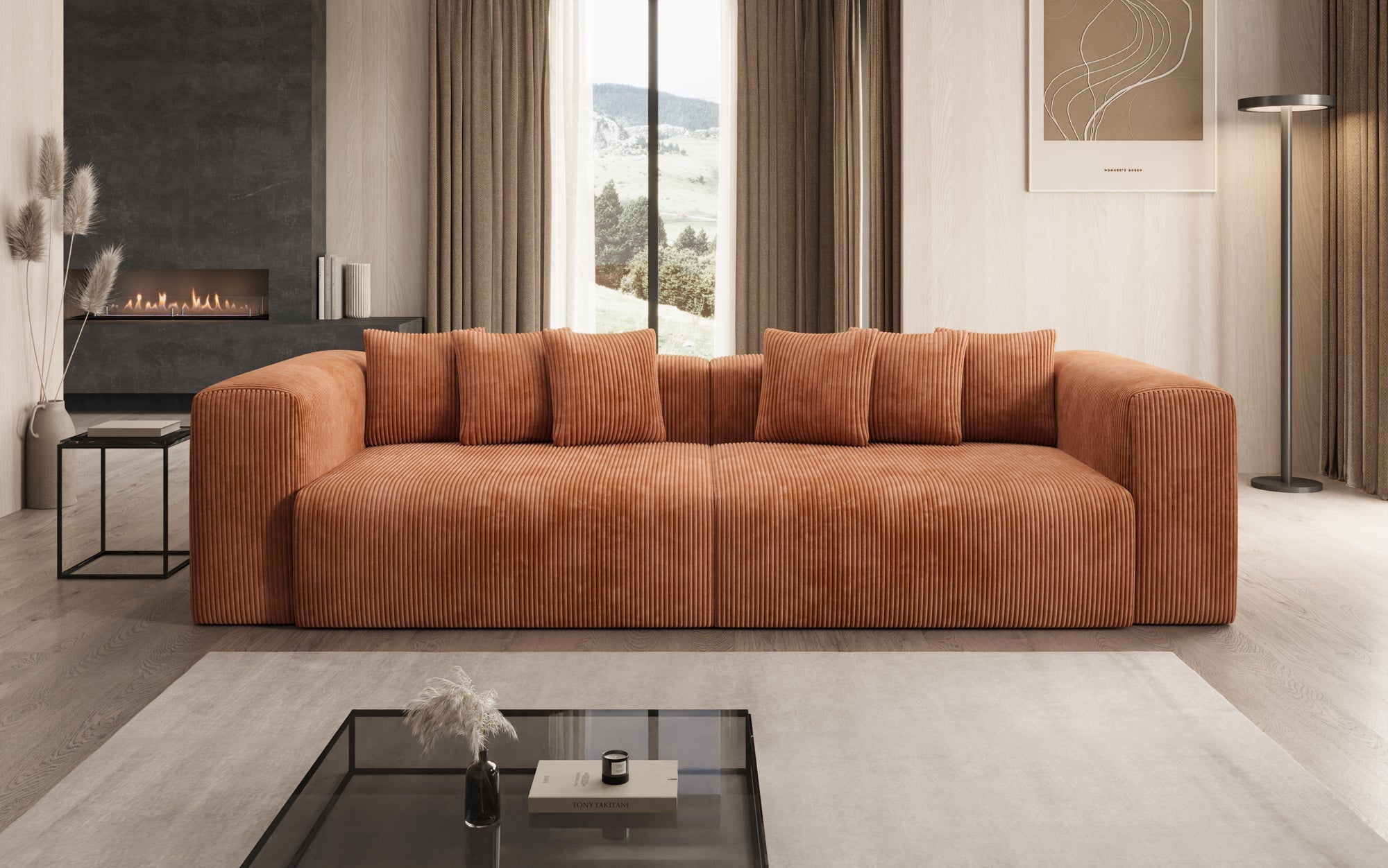 Tully 3-Sitzer Cordsofa: Modernes Design, Luxuriöser Komfort für Ihr Wohnzimmer