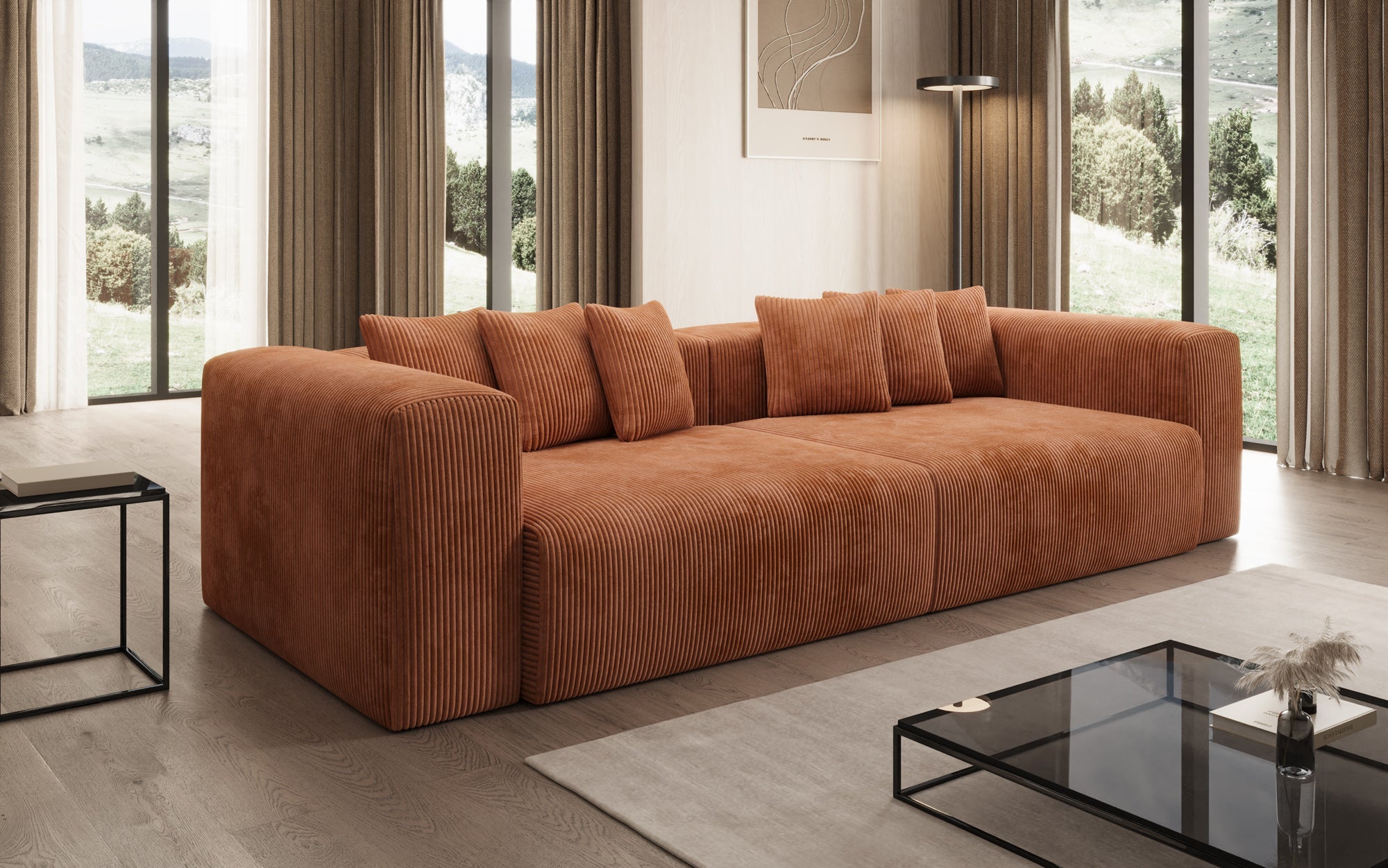Tully 3-Sitzer Cordsofa: Modernes Design, Luxuriöser Komfort für Ihr Wohnzimmer