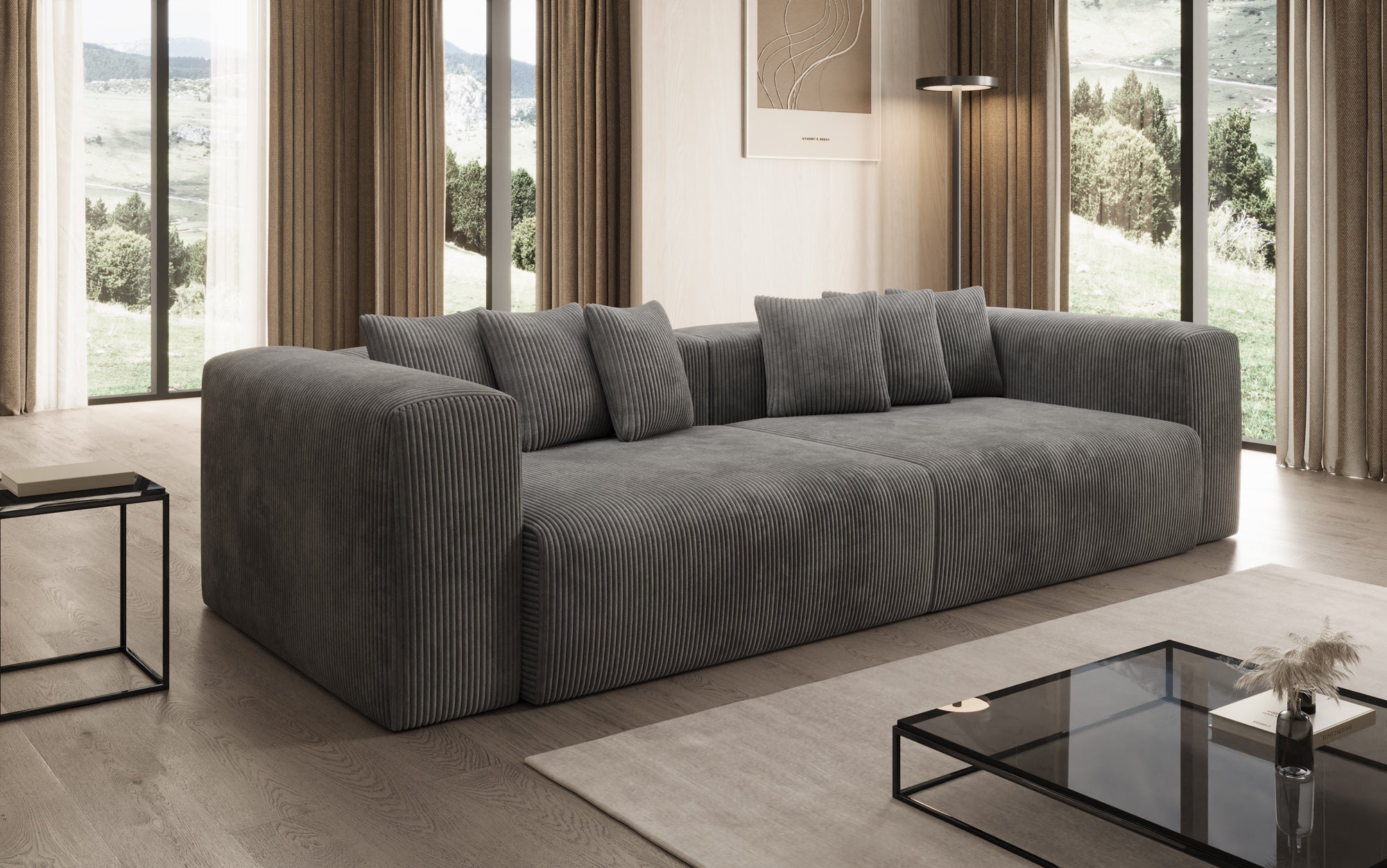 Tully 3-Sitzer Cordsofa: Modernes Design, Luxuriöser Komfort für Ihr Wohnzimmer