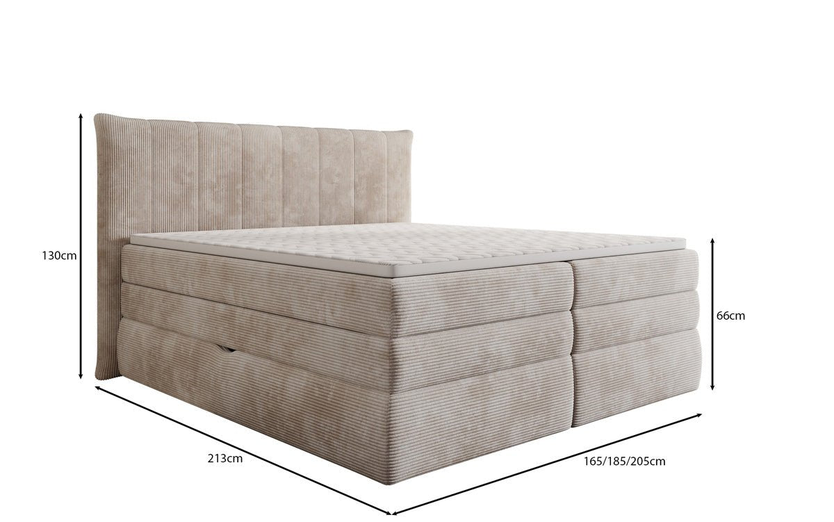 Luxuriöses Boxspringbett Stella: Cord Stoff, Integrierter Stauraum, Optimaler Schlafkomfort
